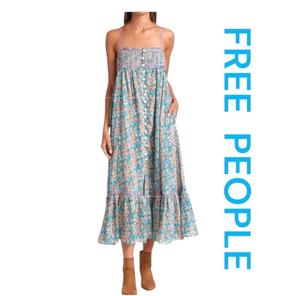 FREE PEOPLE Molly Jo Floral Tiered Midi Dress, Size S. - Picture 1 of 12